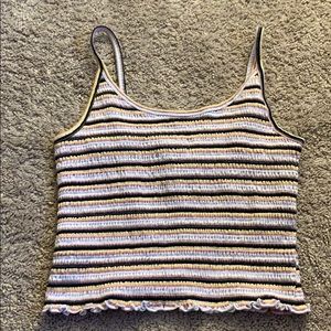 striped ruched hollister tank top